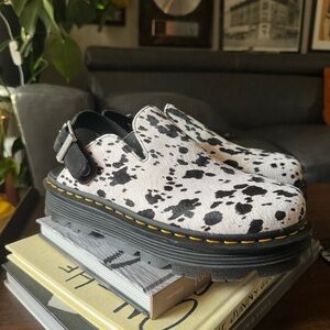 Dr. Martens Cow Print Platform Mule Clogs